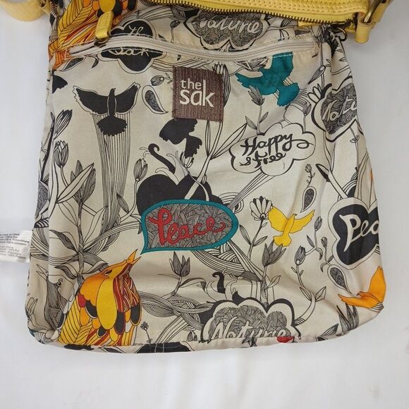 The Sak Leather Crossbody Purse Shoulder Bag Handbag Yellow Adjustable Strap - Picture 8 of 16